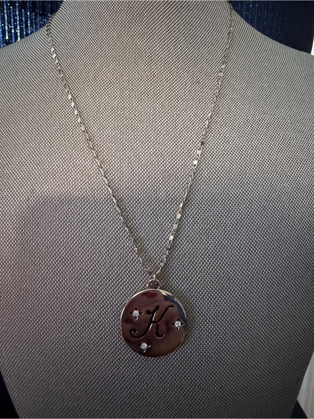 Gold tone 'K' Initial Disc Necklace - Personalized Women Jewelry